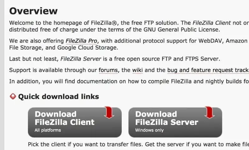 Filezilla ftp client download page