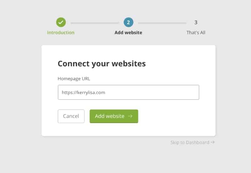 Add website URL to ManageWP