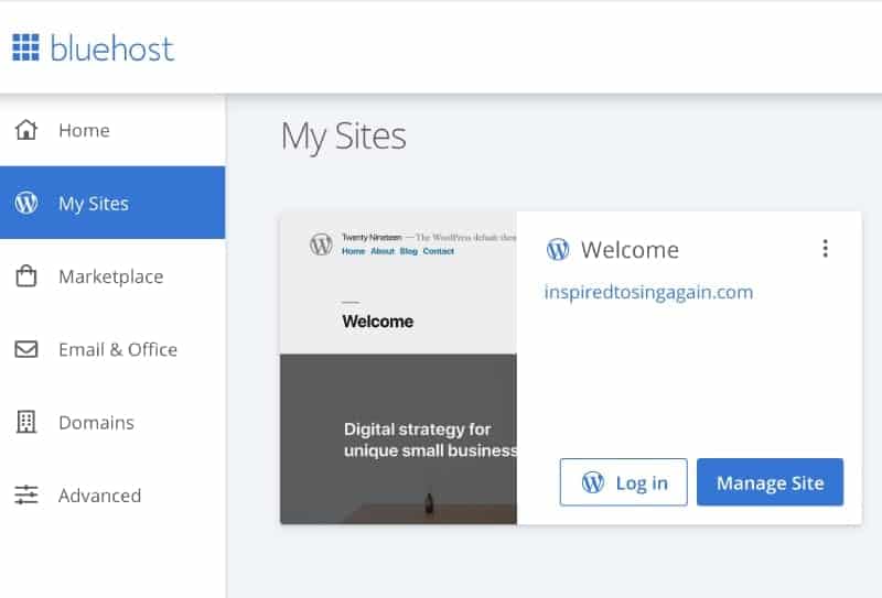 my sites bluehost