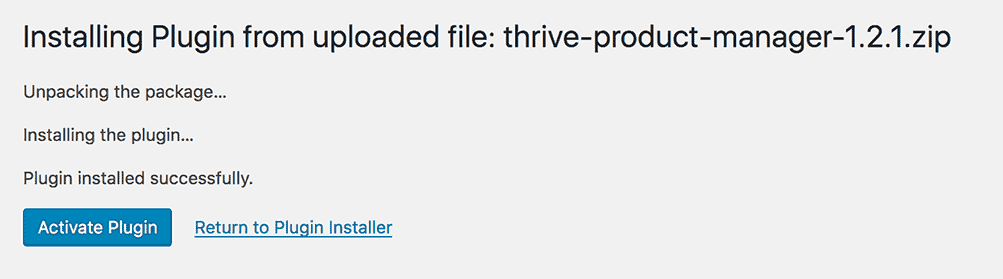 Success Message after you install WordPress plugins