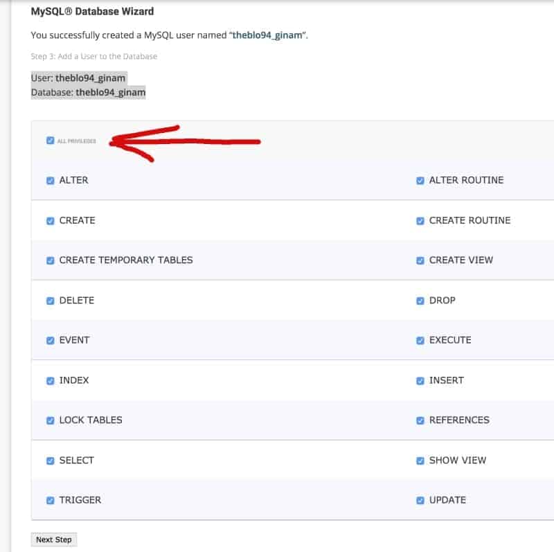SiteGround screenshot. Save database settings.