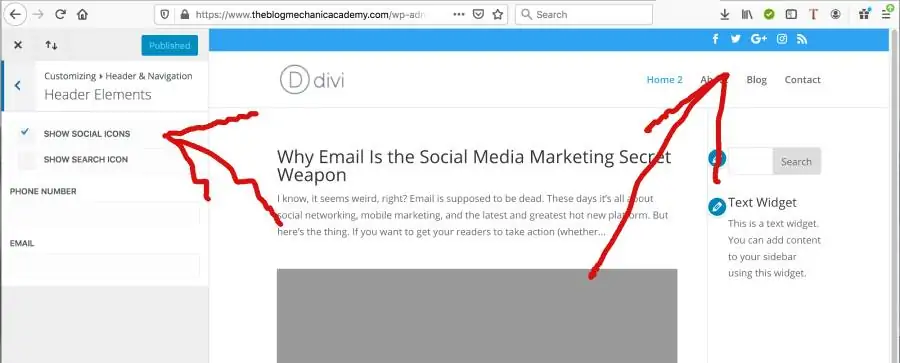 How to add social media icons to WordPress header - Divi
