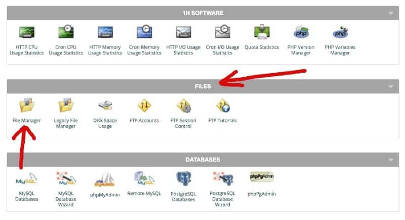 Screenshot of cPanel File Manager