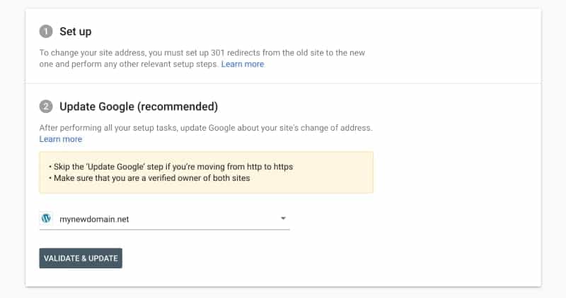 Change domain name Google Search Console