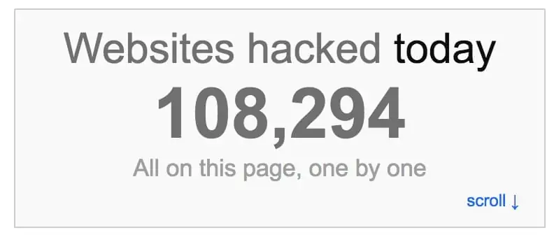 internet live stats screenshot of number of daily hacked websites