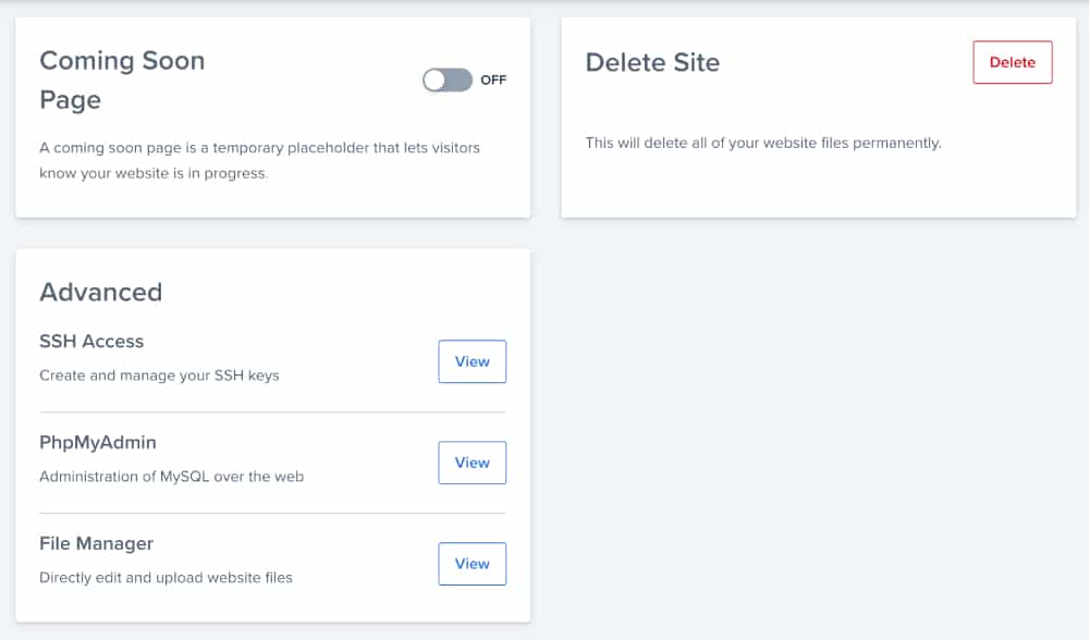 coming soon toggle Bluehost
