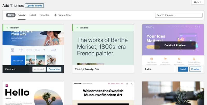 preview chosen theme