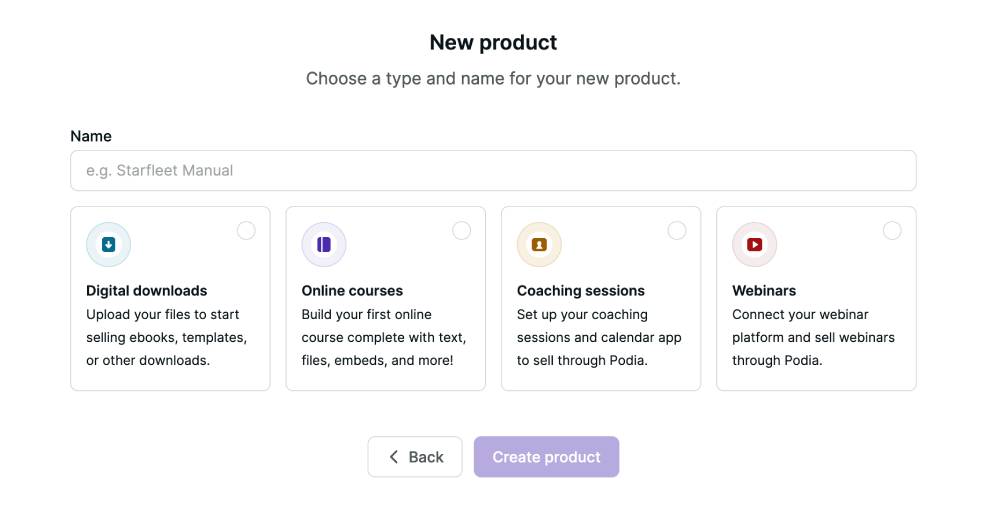 different types of digital products you can create in Podia